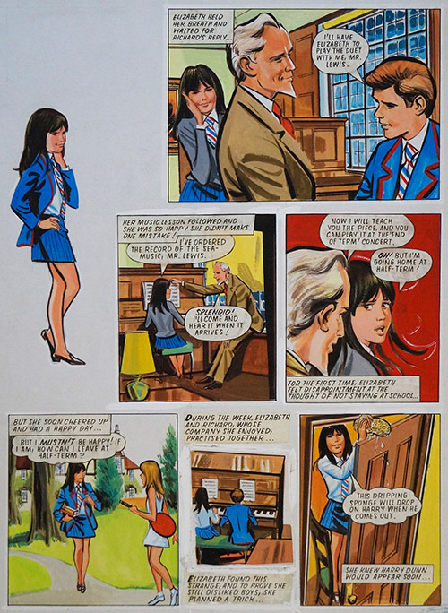 Enid Blyton's The Naughtiest Girl in the School: The Slap (THREE pages) (Originals) by Tony Higham Art at The Illustration Art Gallery
