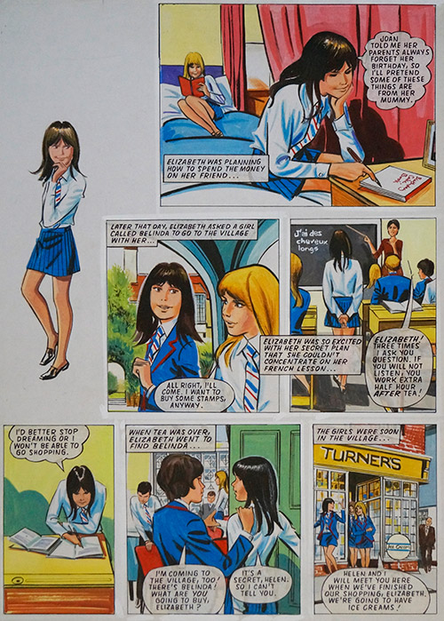 Enid Blyton's The Naughtiest Girl in the School: The Pound (THREE pages) (Originals) by Tony Higham Art at The Illustration Art Gallery