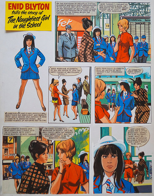 Enid Blyton's The Naughtiest Girl in the School: Miss Thomas and The New Girl (TWO pages) (Originals) by Tony Higham at The Illustration Art Gallery