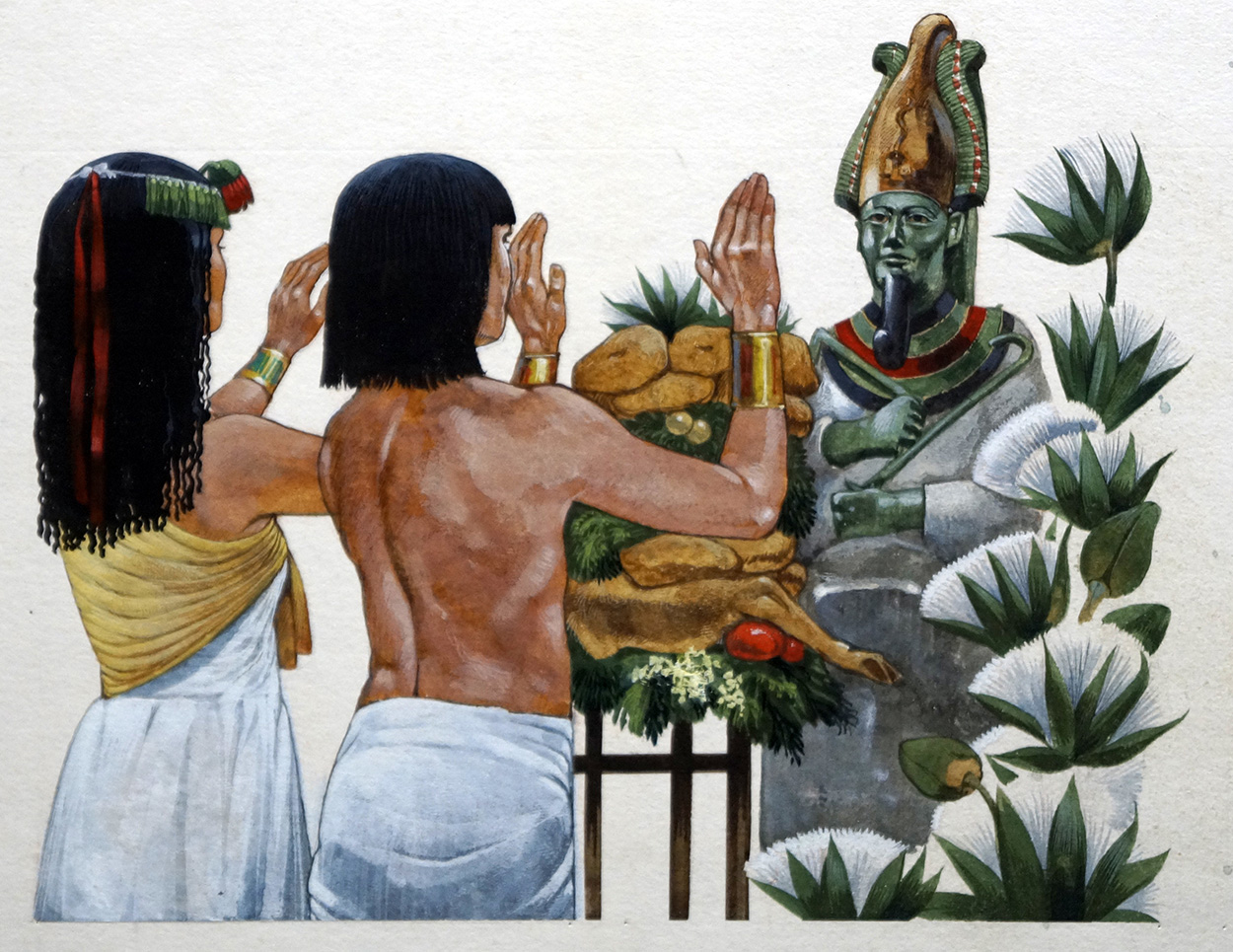 Offerings of food to the God Osiris (Original) art by Richard Hook at The Illustration Art Gallery