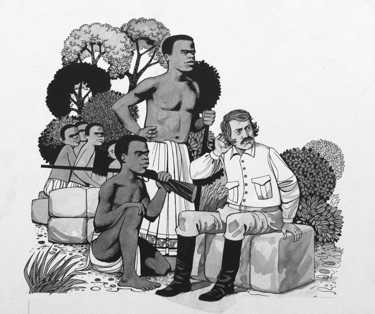 A Light in Darkest Africa - David Livingstone (Original) art by Richard Hook at The Illustration Art Gallery