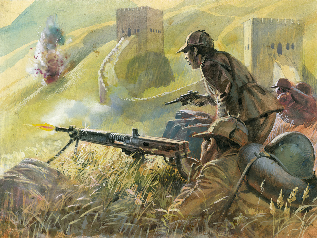 Chinese Troops at The Great Wall of China (Original) art by Andrew Howat Art at The Illustration Art Gallery