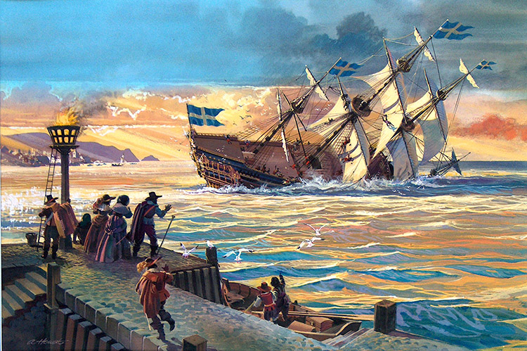 The Sinking of the Vasa (Original) (Signed) by Andrew Howat Art at The Illustration Art Gallery