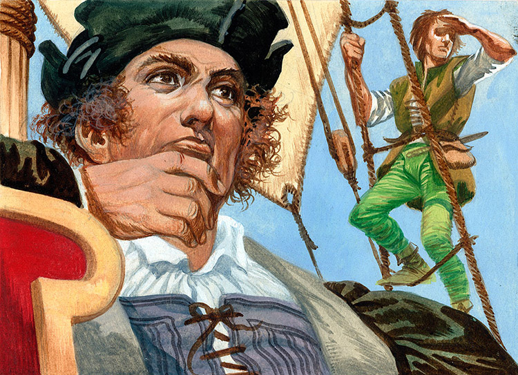 Columbus At The Mast (Original) by American History (Peter Jackson) at The Illustration Art Gallery
