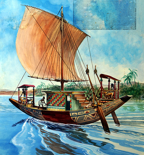 A Royal Barge From The Time Of Tutankhamen (Original) by Peter Jackson Art at The Illustration Art Gallery