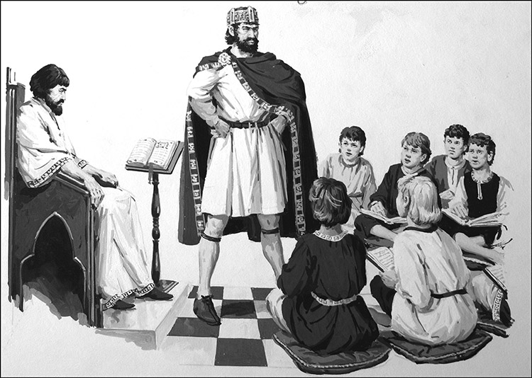 Emperor Charlemagne The Teacher (Original) by Jack Keay at The Illustration Art Gallery