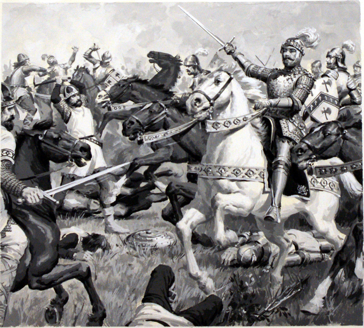 King Arthur leading the charge (Original) art by Jack Keay at The Illustration Art Gallery