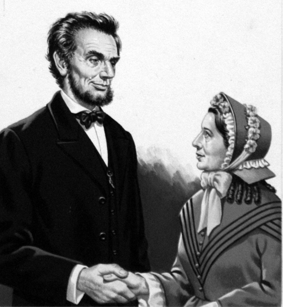 Abraham Lincoln meets Harriet Beecher Stowe (Original) art by John Keay Art at The Illustration Art Gallery