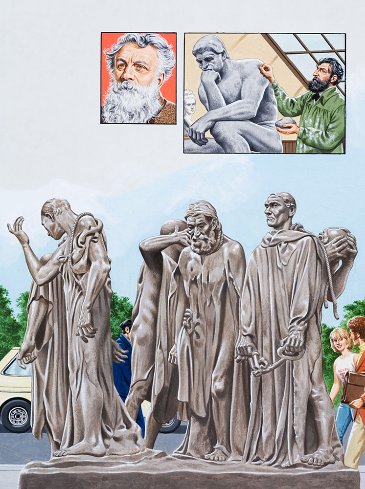 Rodin's The Burghers of Calais (Original) art by John Keay Art at The Illustration Art Gallery