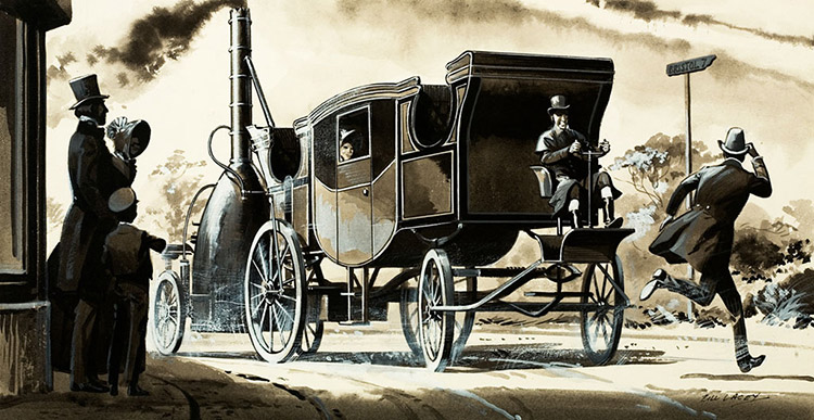 Odd Inventions The Steam Car (Original) (Signed) by Bill Lacey Art at The Illustration Art Gallery