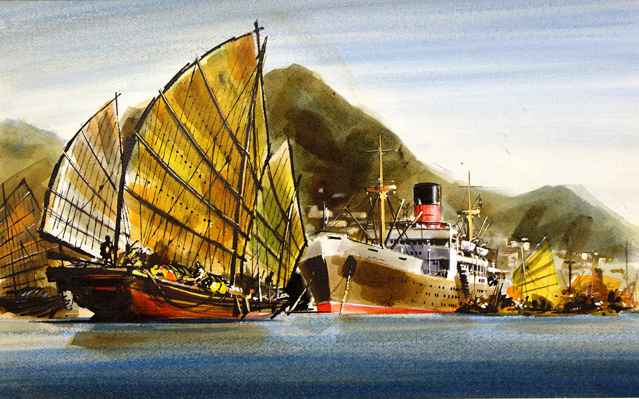 Hong Kong Shipping (Original) art by James Leech Art at The Illustration Art Gallery