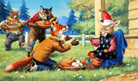 Brer Bear, Brer Fox and Brer Wolf are tricked by Brer Rabbit (Original) (Signed)