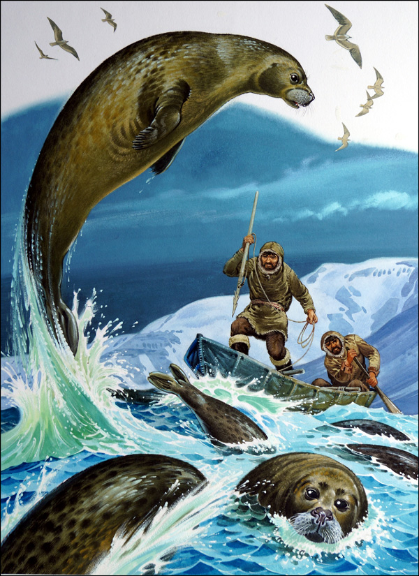 Seal Hunters (Original) by Bernard Long Art at The Illustration Art Gallery