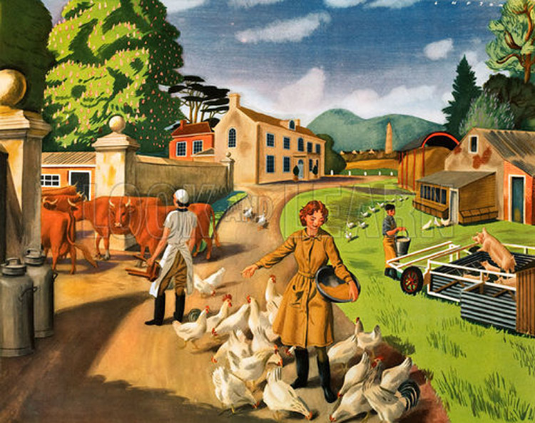 A Dairy Farm in Eire (Original Macmillan Poster) (Print) by Lewis Lupton at The Illustration Art Gallery
