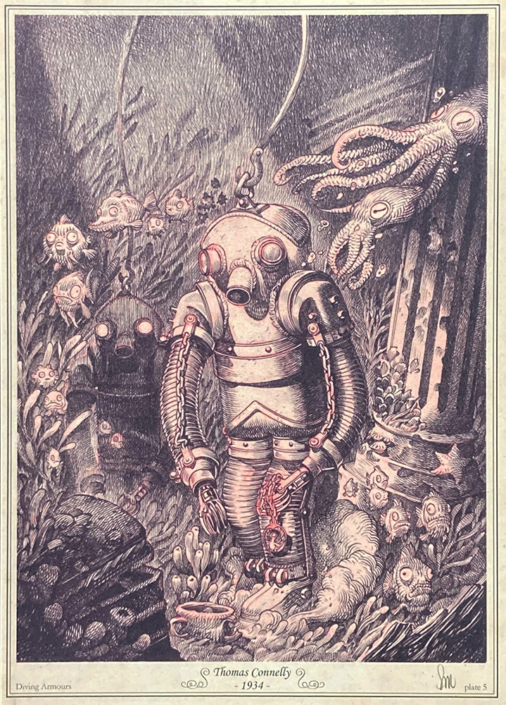Diving Armour - Thomas Connelly - 1934 (Limited Edition Print) (Signed) art by Stan Manoukian Art at The Illustration Art Gallery