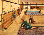 Sewing Carpets in a British factory (Original Macmillan Poster) (Print) art by N Manwaring at The Illustration Art Gallery