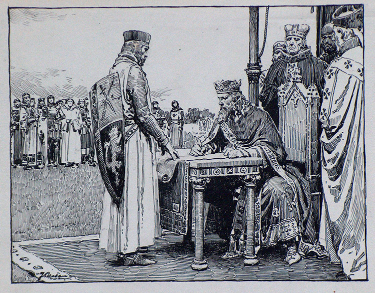 Signing the Magna Carta (Original) (Signed) by Royalty (Matania) at The Illustration Art Gallery