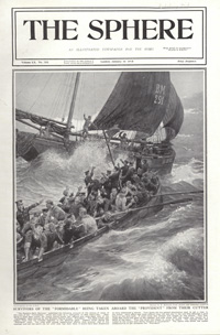 Survivors of the 'Formidable' being Rescued  (original cover page The Sphere 1915) (Print)