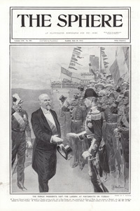 M. Raymond Poincare French President at Portsmouth  (original cover page The Sphere 1913) (Print)