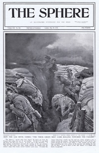 How the Gas Devil comes in the trenches 1915  (original cover page The Sphere 1915) (Print)