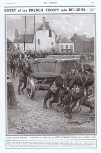 Entry of French Troops into Belgium 1914 art by Fortunino Matania
