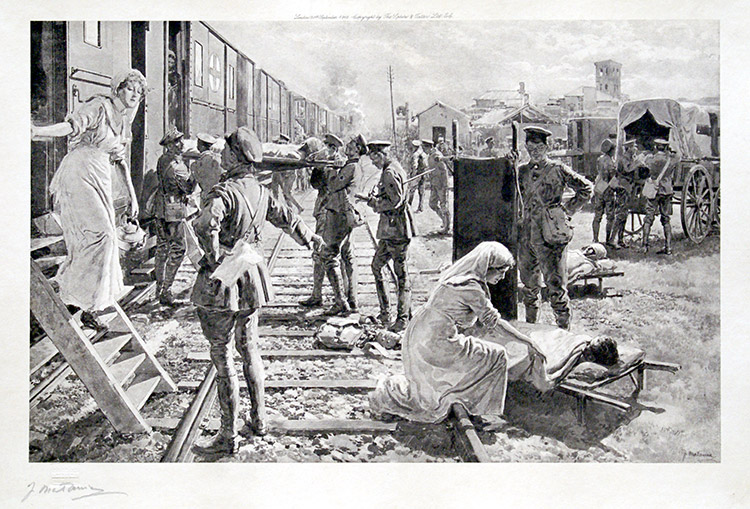 Taking The Wounded Aboard A British Ambulance Train (Limited Edition Print) (Signed)