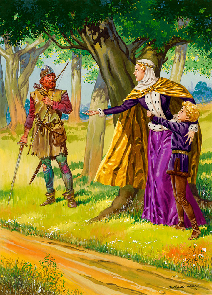 Queen Margaret and the Robber of Hexham (Original) (Signed) art by F Stocks May Art at The Illustration Art Gallery