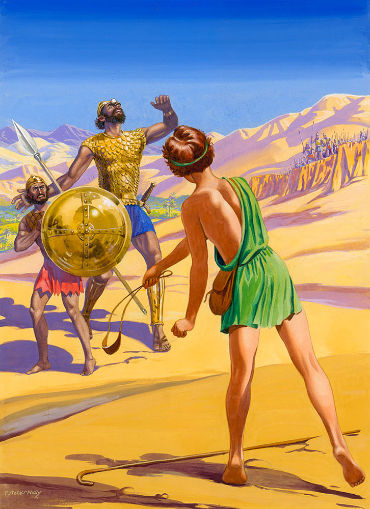 David and Goliath (Original) (Signed) art by F Stocks May Art at The Illustration Art Gallery