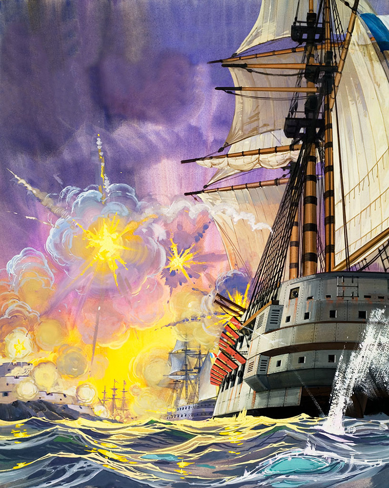 The Ironclads at the Battle of Trafalgar (Original) (Signed) art by British History (Angus McBride) at The Illustration Art Gallery