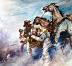 Men and Horses Battling a Storm (Original) (Signed)