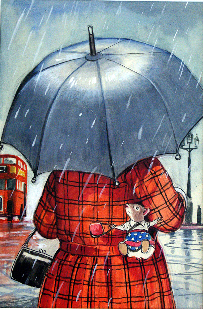 Katie Country Mouse Goes to London: Raining (Original) art by Katie Country Mouse (Mendoza) at The Illustration Art Gallery