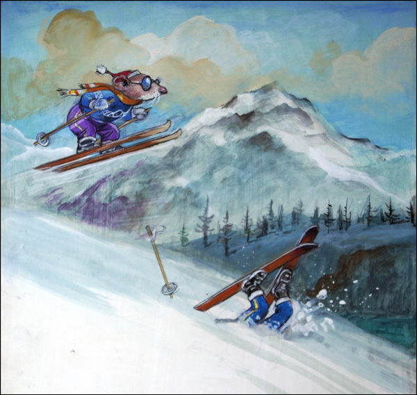 Downhill Flyer (Original) (Signed) by Town Mouse and Country Mouse (Mendoza) at The Illustration Art Gallery