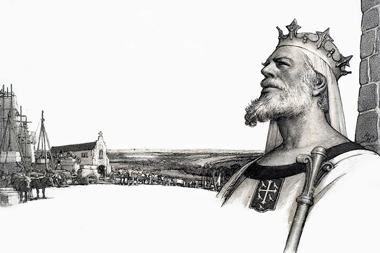Edward The Confessor and Westminster Abbey (Original) (Signed) by John Millar Watt Art at The Illustration Art Gallery