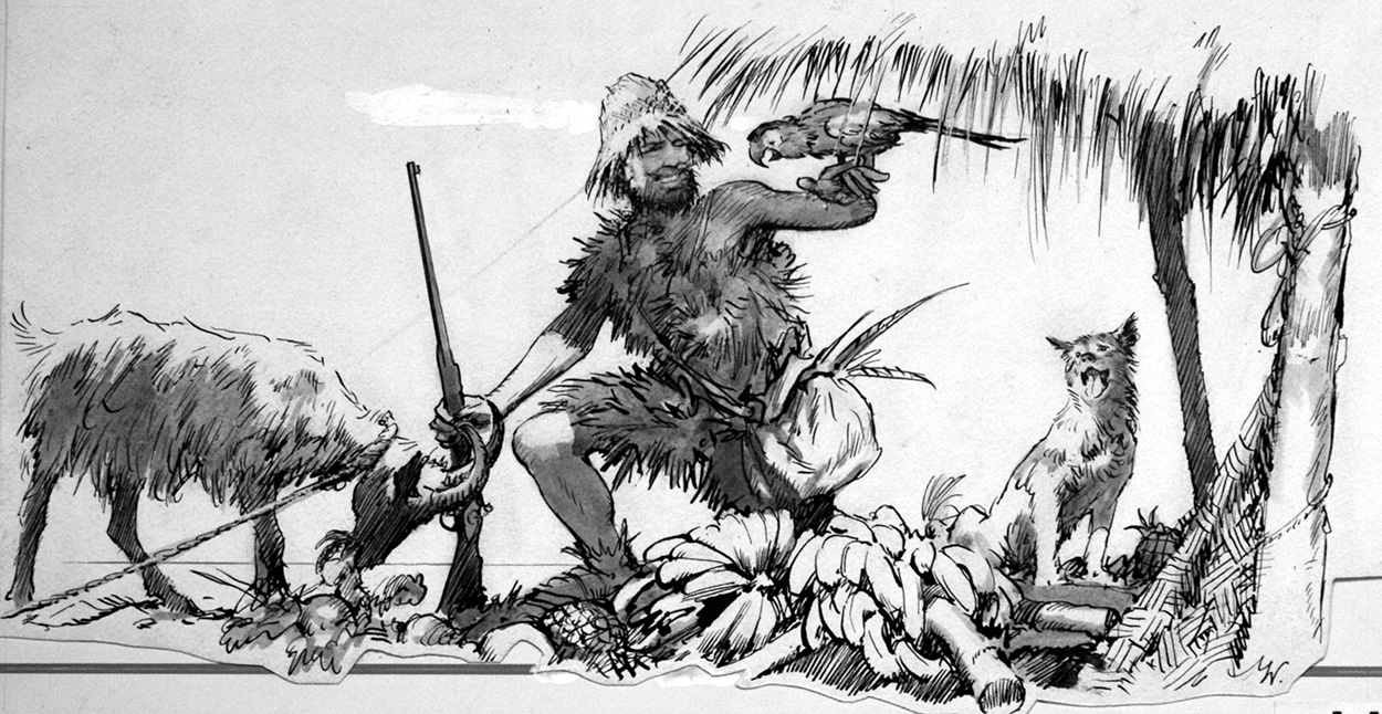 The Real Robinson Crusoe (Original) (Signed) art by John Millar Watt Art at The Illustration Art Gallery
