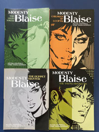 4 x Modesty Blaise Books: Children of Lucifer, The Young Mistress, The Puppet Master and The Grim Joker 4 x Modesty Blaise Books: Children of Lucifer, The Young Mistress, The Puppet Master and The Grim Joker