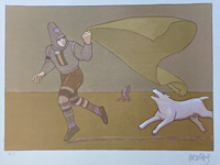Starwatcher with White Dog (Print) (Signed)