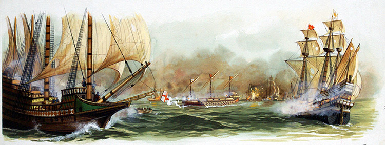 The Sea Battle (Original) by Edward Mortelmans Art at The Illustration Art Gallery