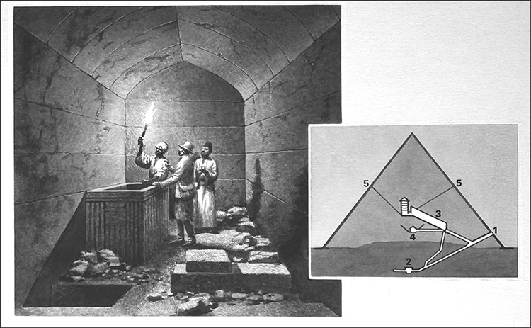 The Tomb of Menkaura at Giza (Original) by Patrick Nicolle Art at The Illustration Art Gallery