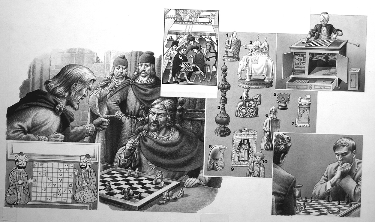 Chess - A Peaceful Way to Fight a War (Original) art by British History (Pat Nicolle) at The Illustration Art Gallery
