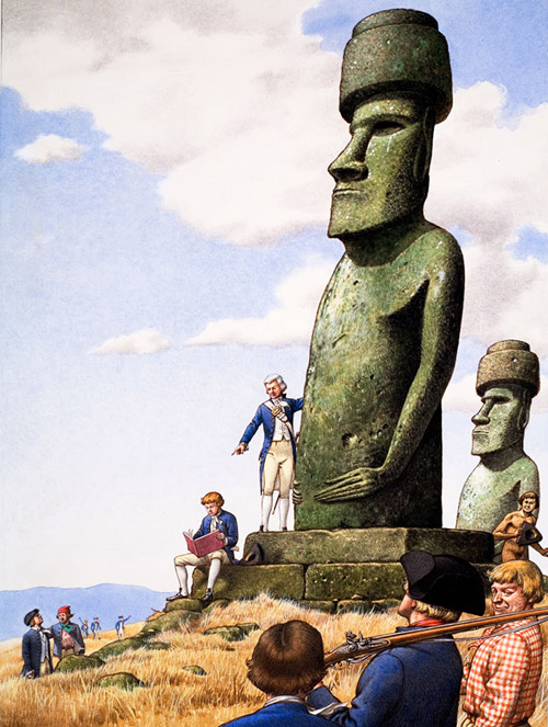 The Mystery of Easter Island (Original) by Patrick Nicolle Art at The Illustration Art Gallery