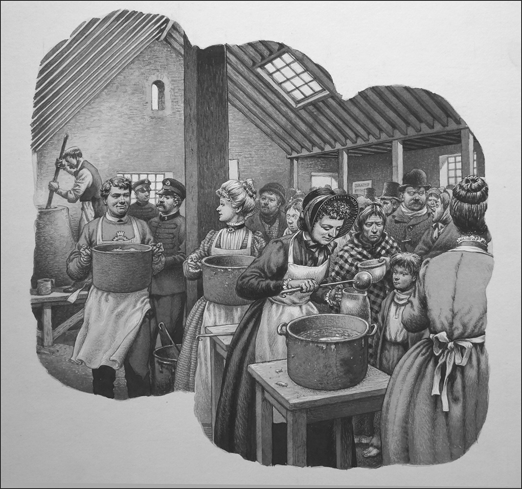 The Salvation Army - Soup Kitchen (Original) art by British History (Pat Nicolle) at The Illustration Art Gallery
