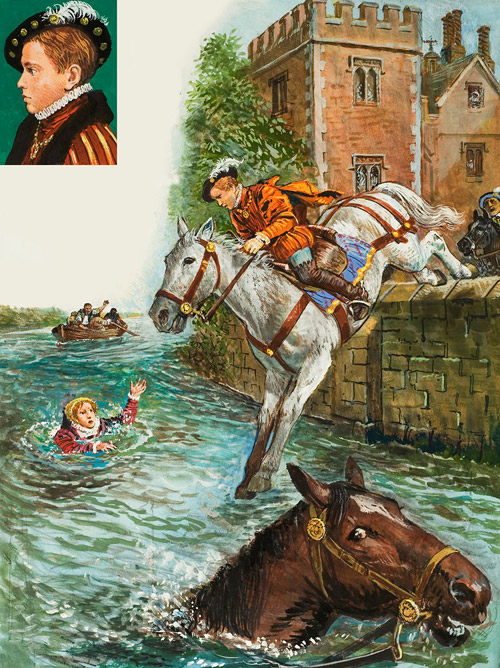 Edward VI Rescues Princess Elizabeth (Original) by Ken Petts at The Illustration Art Gallery