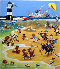 Teddy Bear at the Seaside (TWO pages) (Originals)