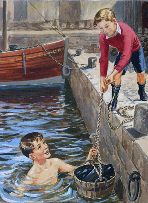 Dauntless Jock Two Boys (Original) by F W Purvis Art at The Illustration Art Gallery