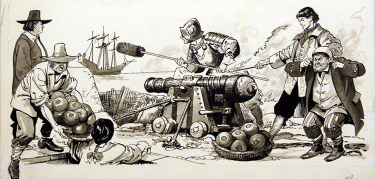 The Pirates and the Cheese Cannonballs (Original) by Nadir Quinto Art at The Illustration Art Gallery