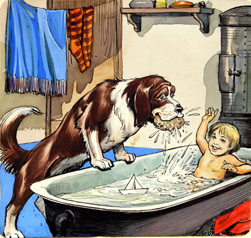 Peter Pan: Bath Time With Nana (Original) by Peter Pan (Nadir Quinto) at The Illustration Art Gallery