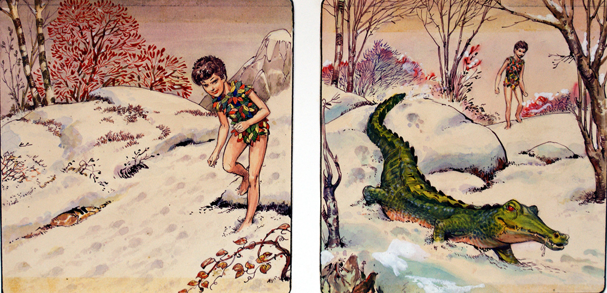 Peter Pan: Tick-Tok the Crocodile (TWO panels) (Originals) art by Peter Pan (Nadir Quinto) at The Illustration Art Gallery