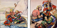 Peter Pan: Captain Hook in the Drink  (TWO panels) (Originals)