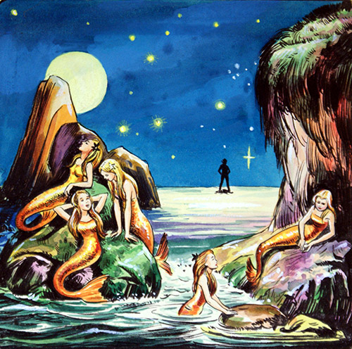 Peter Pan and the Mermaids (Original) by Peter Pan (Nadir Quinto) at The Illustration Art Gallery