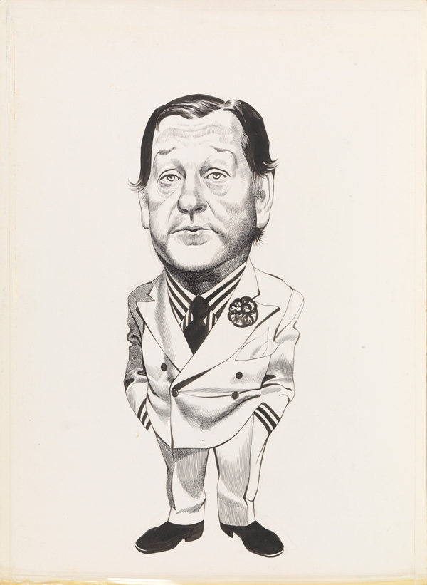 Large Cartoon of Anthony Crosland with Flower in Lapel (Original) by British History (Ron Embleton) at The Illustration Art Gallery